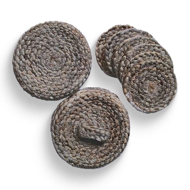 8a5a1e-8b.myshopify.com Water Hyacinth Placemats Set of 6 Jute Table Mats Farmhouse Boho Style 6x6 Inch | FPMG005