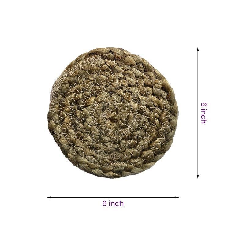 8a5a1e-8b.myshopify.com Water Hyacinth Placemats Set of 6 Jute Table Mats Farmhouse Boho Style 6x6 Inch | FPMG005