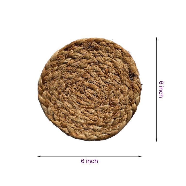8a5a1e-8b.myshopify.com Water Hyacinth Placemats Set of 6 Jute Table Mats Farmhouse Boho Style 6x6 Inch | FPMG002