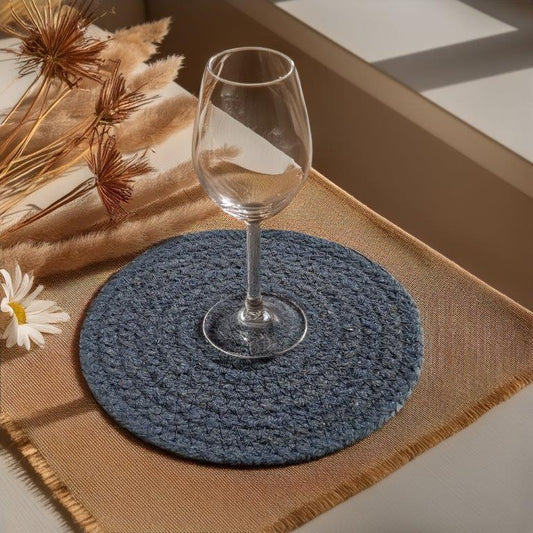 8a5a1e-8b.myshopify.com Water Hyacinth Placemats Set of 6 Jute Table Mats Farmhouse Boho Style 6x6 Inch | FPMG001
