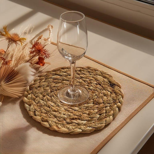 8a5a1e-8b.myshopify.com Water Hyacinth Placemats Set of 6 Jute Table Mats Farmhouse Boho Style 6x6 Inch | FPMG002