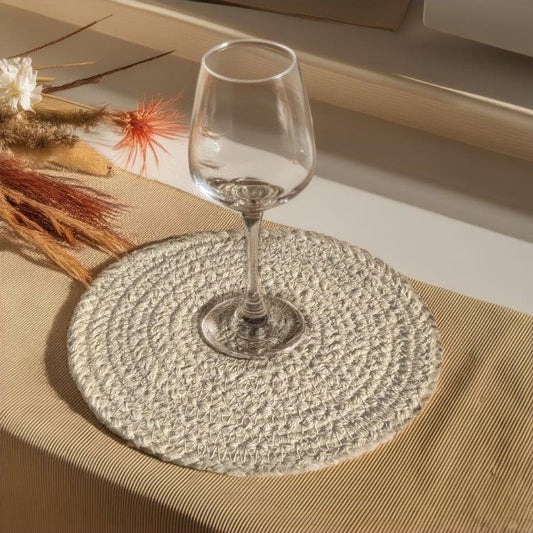 8a5a1e-8b.myshopify.com Water Hyacinth Placemats Set of 6 Jute Table Mats Farmhouse Boho Style 6x6 Inch | FPMG003