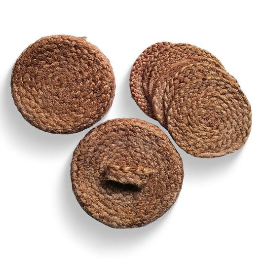 8a5a1e-8b.myshopify.com Water Hyacinth Placemats Set of 6 Jute Table Mats Farmhouse Boho Style 6x6 Inch | FPMG006