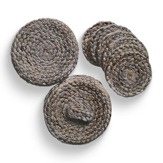 8a5a1e-8b.myshopify.com Water Hyacinth Placemats Set of 6 Jute Table Mats Farmhouse Boho Style 6x6 Inch | FPMG005