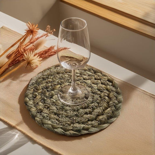 8a5a1e-8b.myshopify.com Water Hyacinth Placemats Set of 6 Jute Table Mats Farmhouse Boho Style 6x6 Inch | FPMG005